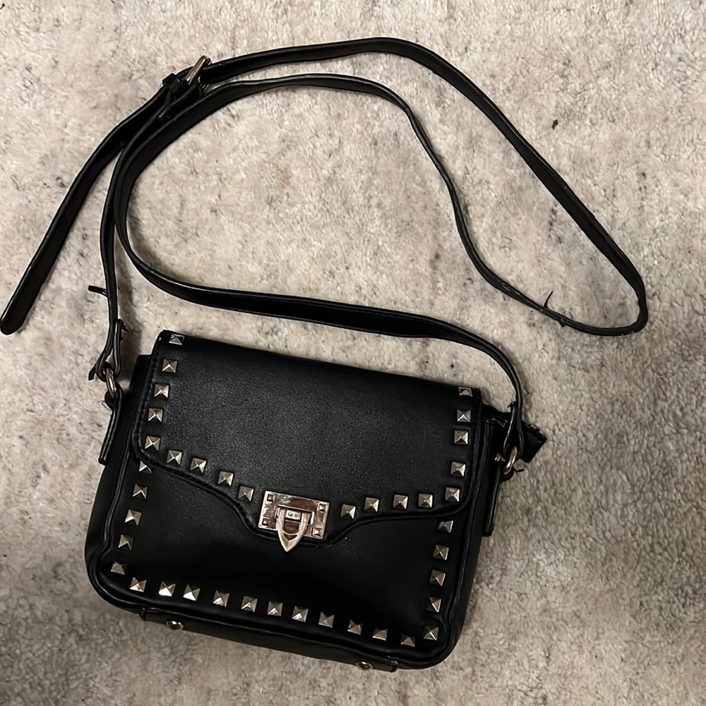 Black studded crossbody purse